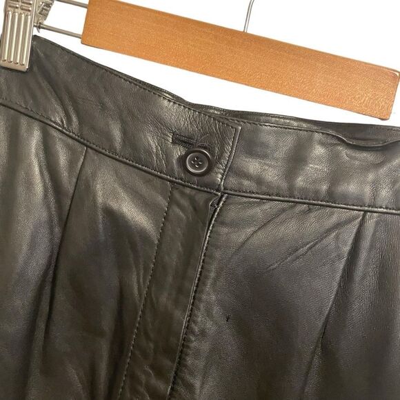 Vintage Donna Pelle Black Tapered Leg High Rise Leather Pants Size 10 - Picture 3 of 8